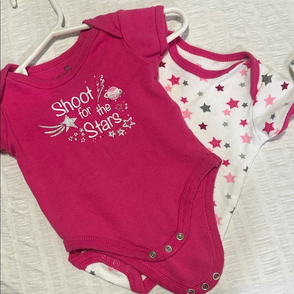 Pink and White Star Print Kids One Piece Set